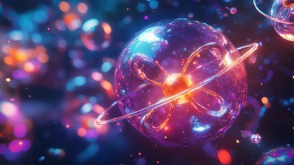 Poster - Atomic Particles Clustering in Vibrant Colors