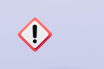 Wall Mural - 3d warning caution icon sign symbol isolated on purple background. error alert safety concept.3d min