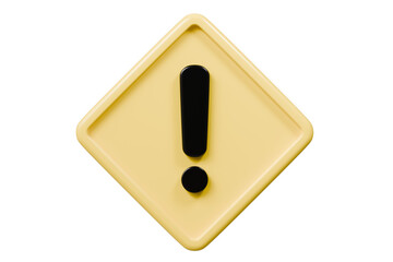 Wall Mural - 3d warning caution icon sign symbol isolated on purple background. error alert safety concept.3d min