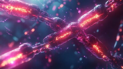 Poster - Dynamic Polymer Chain Close-Up with Energetic Effects