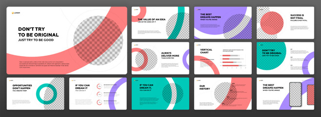 Wall Mural - modern powerpoint presentation template set. creative keynote presentation background, brochure cove
