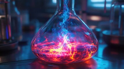 Poster - Bubbling Liquid in a Glass Container