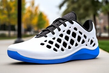 Poster - Futuristic 3D-printed shoes, where customers design their own custom fit and style using advanced materials, and the shoes are printed on-demand for a perfect, personalized experience