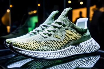 Poster - Futuristic 3D-printed shoes, where customers design their own custom fit and style using advanced materials, and the shoes are printed on-demand for a perfect, personalized experience