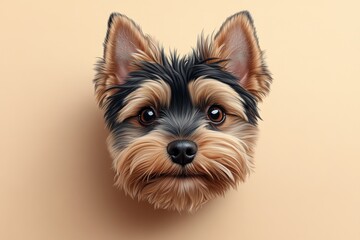 Poster - Minimalist illustration of a Yorkshire Terrierâ€™s face, focusing on its eyes, nose, and ears, with minimal details capturing its adorable features