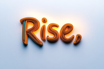 Aufkleber - One motivational word, â€œRise,â€ set against a plain, white background, with soft, golden light radiating from behind, inspiring a simple yet powerful call to action