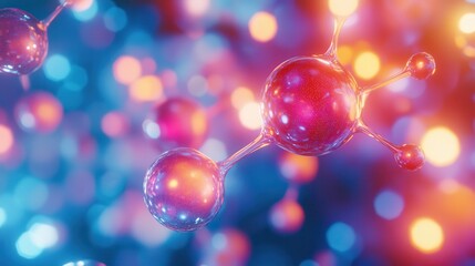 Poster - Glowing Molecules in Close-Up View