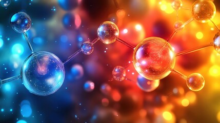 Poster - Glowing Molecules in Close-Up View