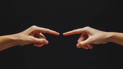 A full frame shot of two business fingers making contact, highlighting the concept of agreement and teamwork in a professional environment