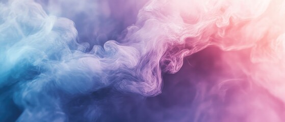 Poster - A stunning abstract background featuring soft swirling smoke in vibrant hues of blue and pink, perfect for artistic designs.