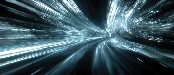 Fototapete - Abstract representation of speed and motion, showcasing dynamic light trails in a futuristic environment.