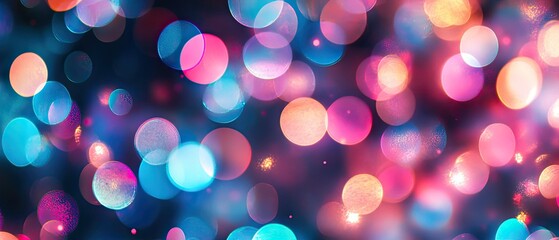 Wall Mural - Vibrant bokeh lights create a stunning abstract background, perfect for festive and creative designs.