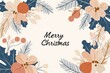 © WinThing - Festive floral arrangement with Merry Christmas text, white isolate background.