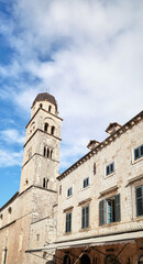 Franciscan Church tower in the old town of Dubrovnik, Croatia.