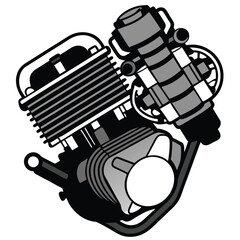 Motorbike engine vector  silhouette.