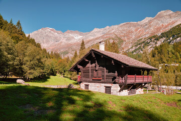 Wall Mural - House in the mountains Alps, Monte Rosa Italy