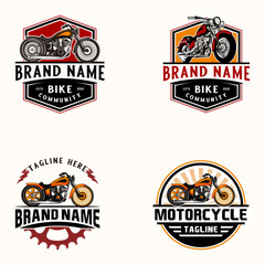 modern vintage motorcycle logo set on white background. vintage sports motorcycle design elements.