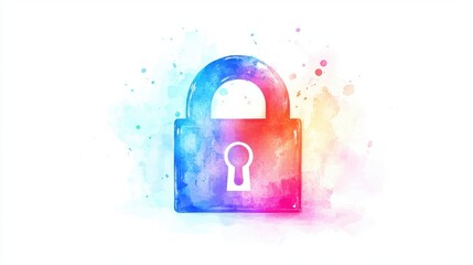 A colorful digital illustration of a padlock symbolizing security and protection in a vibrant design.