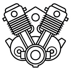 Motorbike engine vector silhouette.