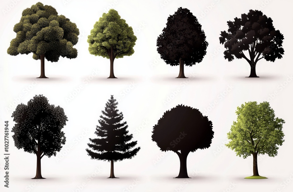 Ilustración de Stock A silhouette tree line drawing in white strokes ...