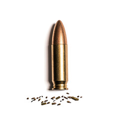 Bullet trace shoot isolated white background