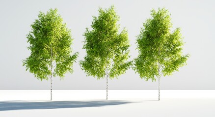 Sycamore and platanus trees isolated on a transparent background in sunny daylight