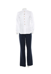 Wall Mural - Female mannequin with stylish shirt and pants isolated on white