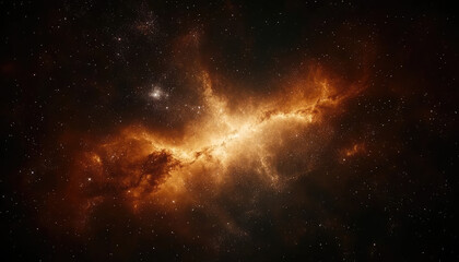 Wall Mural - A stunning image of fiery orange cosmic clouds with stars scattered throughout, creating a mesmerizing scene that captures the essence of the universe's beauty and mystery.