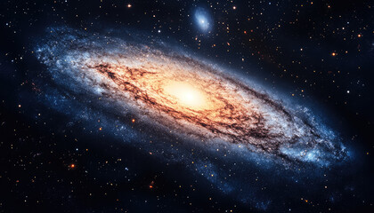Wall Mural - a stunning galaxy showcases a bright core surrounded by intricate cosmic dust patterns, conveying th