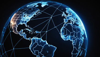 Wall Mural - glowing digital globe with interconnected lines, representing global connectivity.