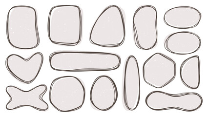 Poster - Hand drawn frames. Line round sketch, scribble shape icon or logo, circular pencil design element. Sketch ornament, decorative isolated simple borders. Vector graphic doodle bubble set