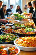 © ЮРИЙ ПОЗДНИКОВ - People taking food from buffet table at lunch break