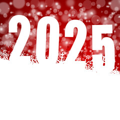 Aufkleber - New Year 2025 illustration with snowflakes on red background. Winter concept greeting card.