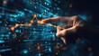 © nikomsolftwaer - Business concept with a hand pointing to a digital arrow indicating strong performance