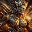 © pajus - Intricate human head carving with flowing lines and curls, showcasing meticulous craftsmanship and ornate, hypnotic details
