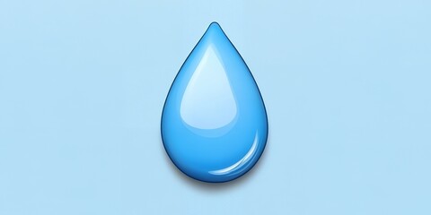 Poster - A single, blue water drop on a light blue background.