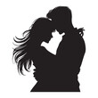 © Mizanur Rahman - A couple hugging silhouette vector art illustration design black color white background