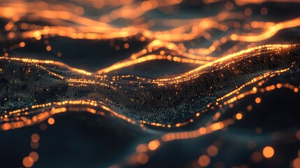 Poster - Complex technology network with glowing lines and interconnected abstract data streams