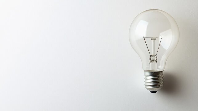 Creative lightbulb with a fresh white background and ample room for text placement