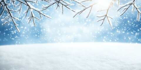 Poster - Snow-covered branches frame a winter wonderland.