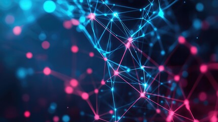 Poster - dynamic abstract technology connections with bright neon highlights in a digital backdrop