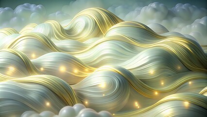 Abstract 3D Landscape with Wavy Curves and Glowing Lights