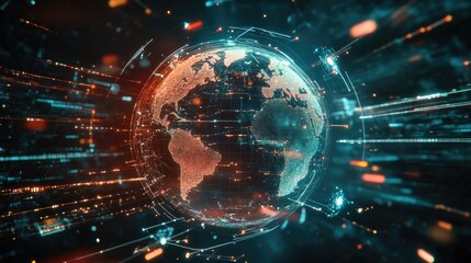 Poster - Global network background, Communication technology for internet business. Global world network and telecommunication on earth cryptocurrency