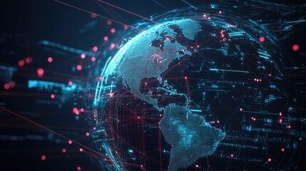 Poster - Global network background, Communication technology for internet business. Global world network and telecommunication on earth cryptocurrency
