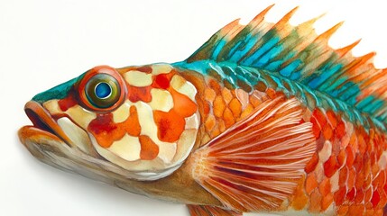 image of the fish. on a white background. watercolor painting