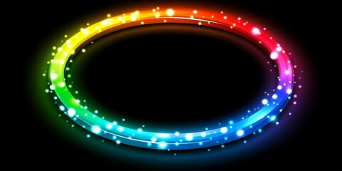Poster - Abstract rainbow circle on black background