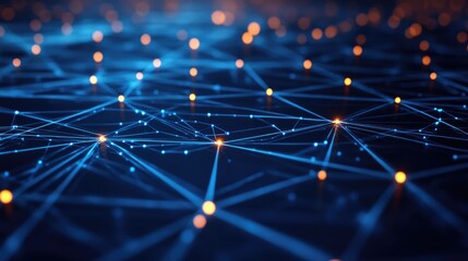 Poster - high-tech network with intricate glowing technology connections in a dynamic digital environment