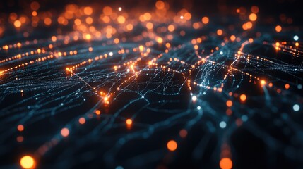 Poster - High-tech technology concept with luminous connections and intricate data streams