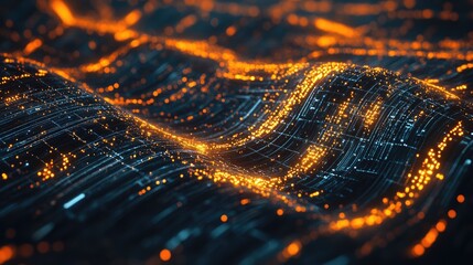 Poster - High-tech technology concept with luminous connections and intricate data streams