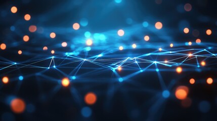 Poster - high-tech network with intricate glowing technology connections in a dynamic digital environment